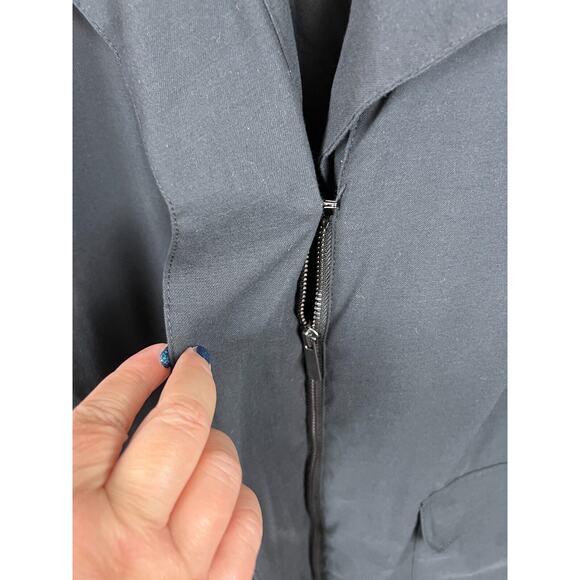 Nine West Black Minimalist Wide Collar Roll Tab Sleeve Asymmetric Jacket XL - Picture 7 of 11